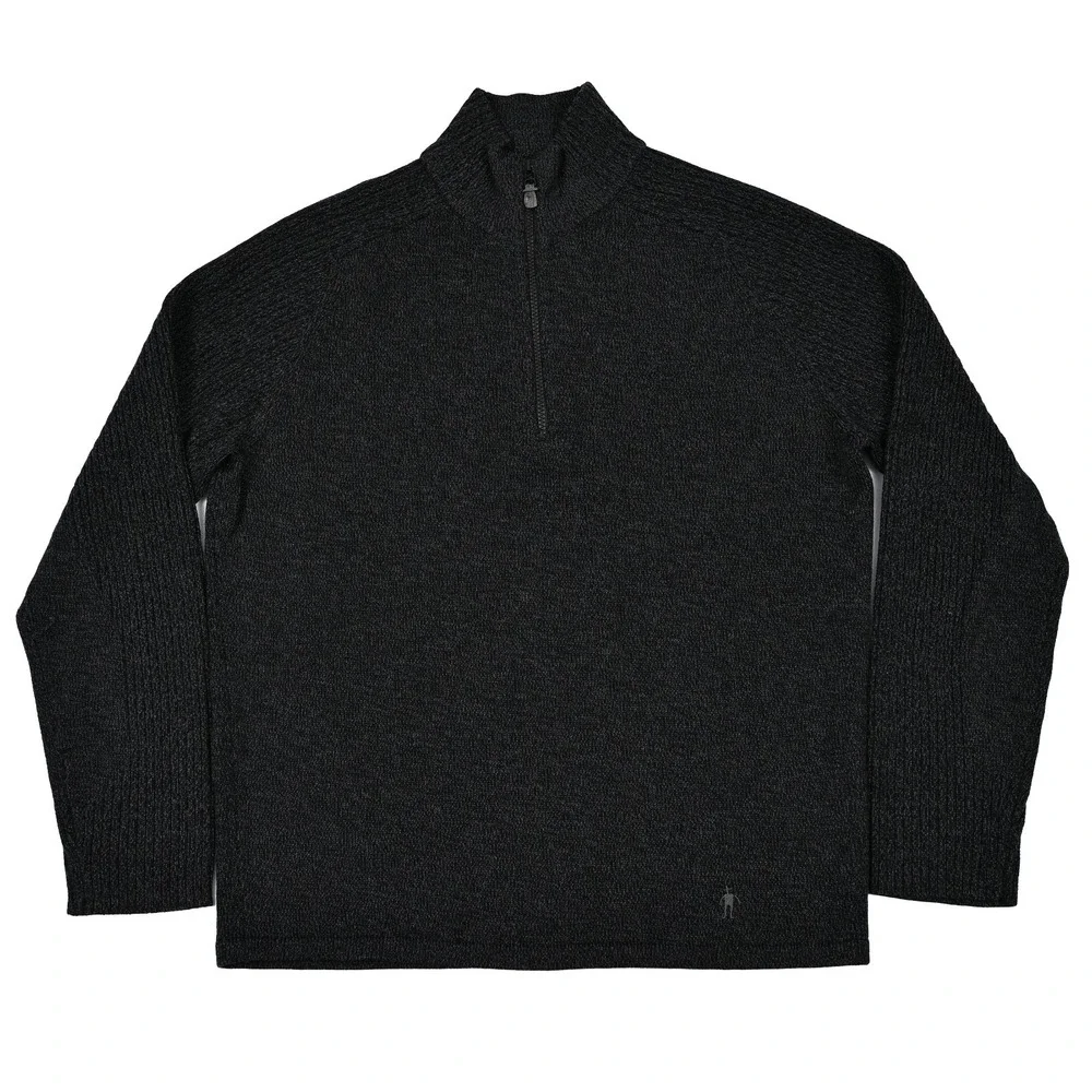 Smartwool Men's 100% Merino Wool Quarter 1/4 Zip Sweater Black Large Outdoor